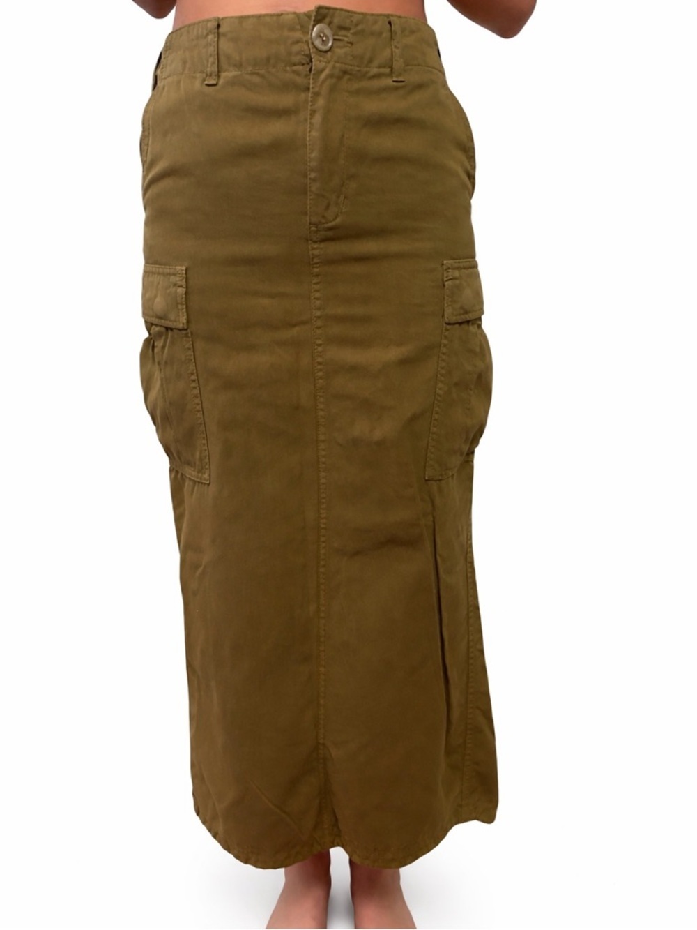 Anthropologie Green Utility Skirt - Button Front Detail